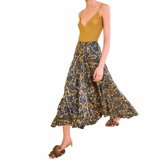 NEW ULLA JOHNSON sabina faux wrap midi skirt in luna - Picture 1 of 6